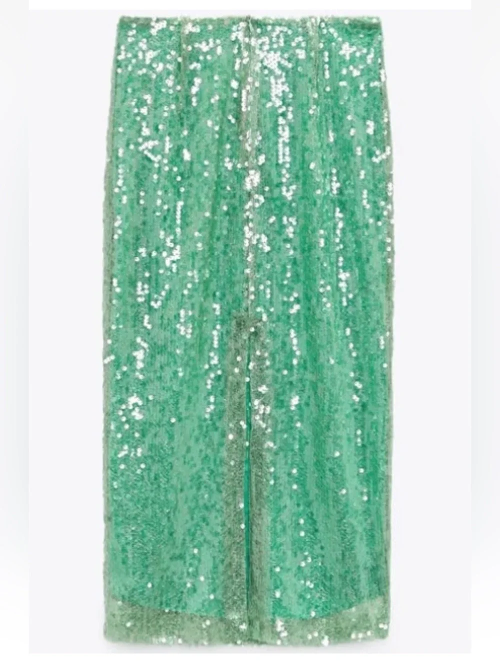 Zara NWT Sequined Sea Green Midi Skirt Size Large Occasions - Picture 14 of 16